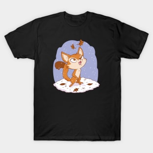 A Cute Cartoon Fox's Winter Adventure T-Shirt